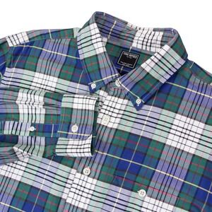 Todd Snyder Mens XL Plaid Button Down Shirt Blue Green White Cotton Portugal